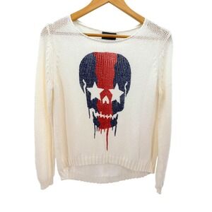 Wooden Ships Paola Buendia Skull Star Graphic Open Knit Sweater White XS/S